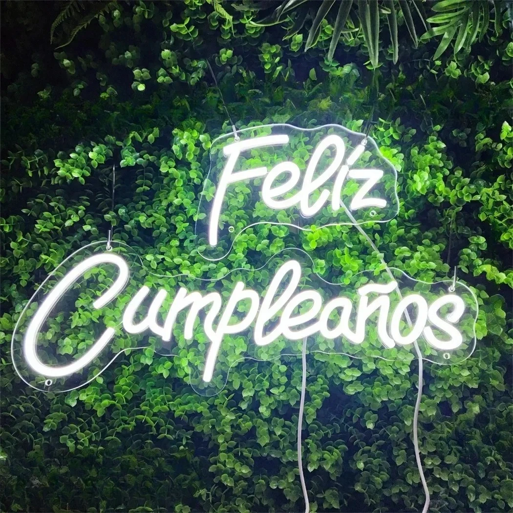 

Неоновые LED-вывески Feliz Cumpleanos в испанском стиле, эстетичный декор для дня рождения, украшение для комнаты, стены, спальни, подарок для мальчиков и девочек