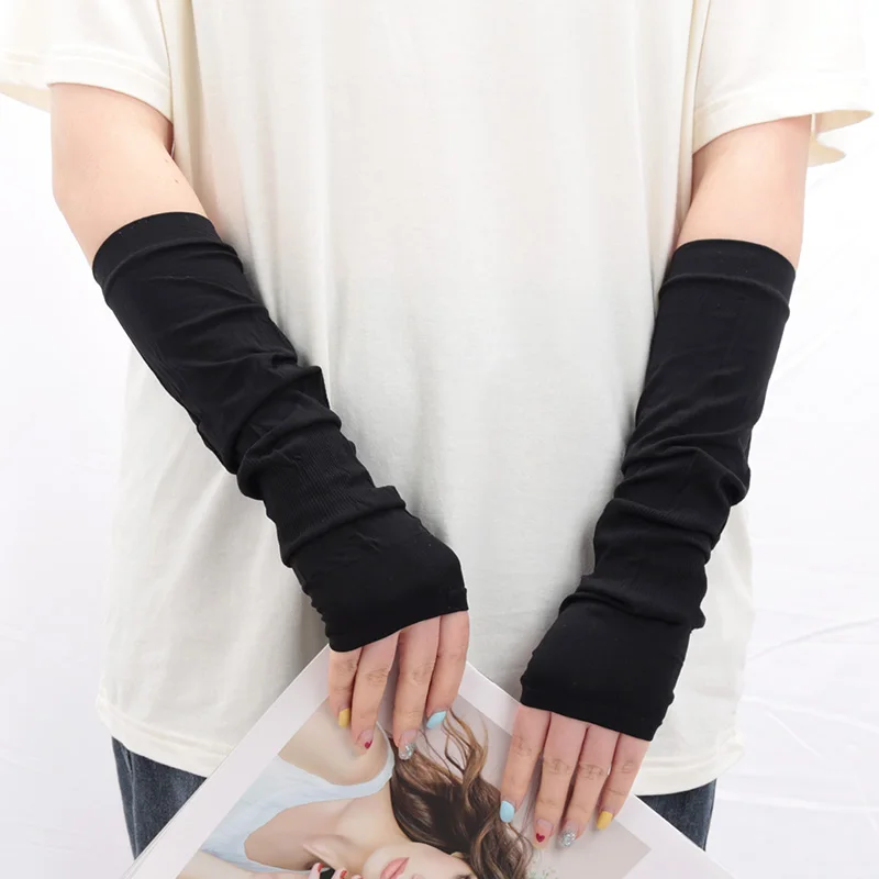 New Gothic Lolita Anime Solid Soft Rock Punk Gloves JK Girls Mittens Oversleeve Men Women Sun Block Cuff Fingerless Arm Warmers
