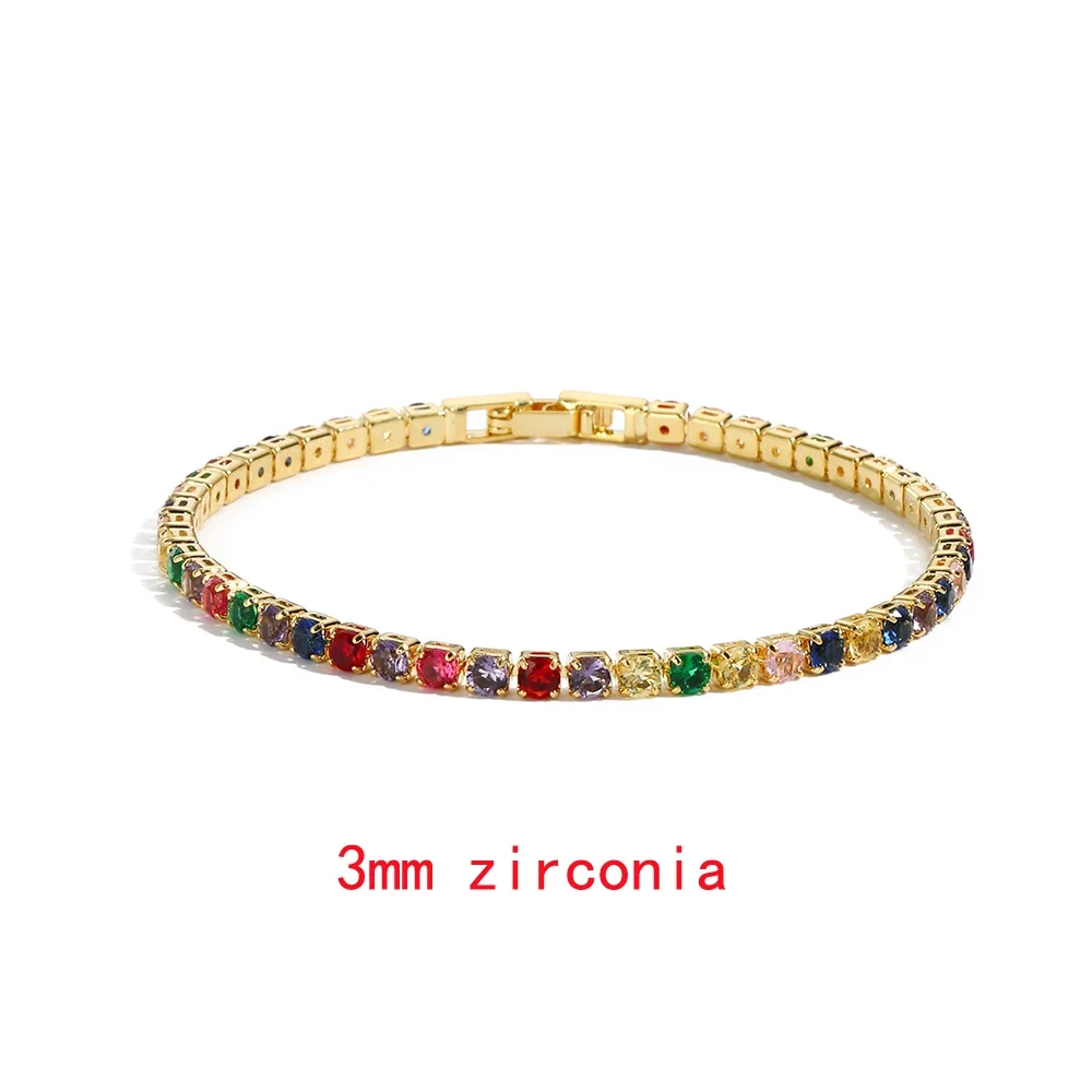 18K vergoldet neue Regenbogen CZ Tennis Armbänder für Frauen Armreif bunte Zirkonia Femme Braut Hochzeit Schmuck Geschenk – Detail 1