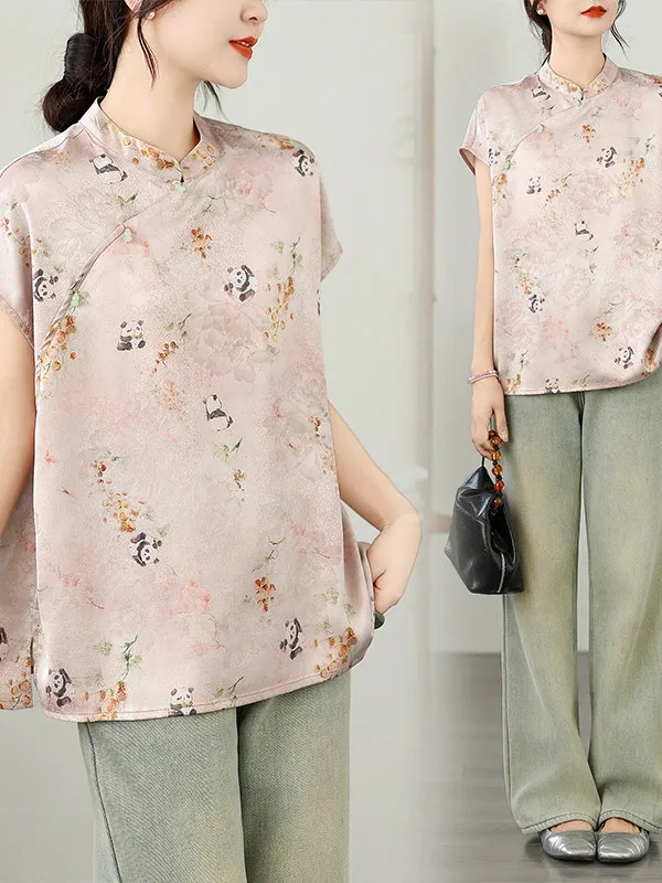 

Slimming Effect Short Sleeve Casual Loose Women's Shirt Fashionable plus Size Versatile Floral Print Casual Style Summer Shirt