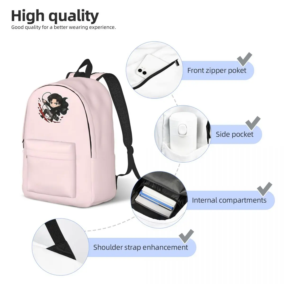 حقيبة ظهر قماشية بسيطة وأنيقة من Chibi Captain Sword-Wielding Scout Hero