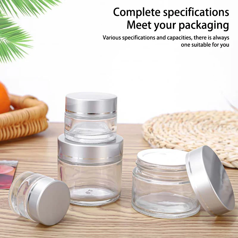 1pcs 10g 20g 30g Portable Empty Clear Glass Jar Pot Cosmetic Containers Lotion Sample Bottles Travel Ointment Cream Box