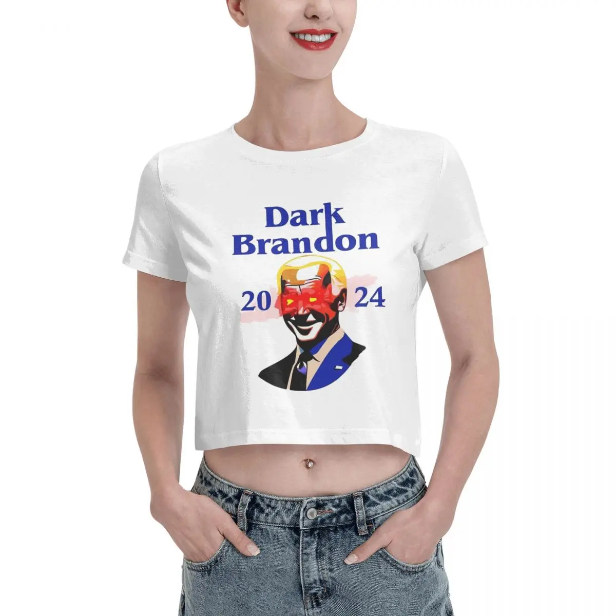 Darkness Biden Dark Brandon 2024 Leak navel T-shirt, Womens Summer Cotton Tee Fashion Crew Neck Short Sleeve T Shirts