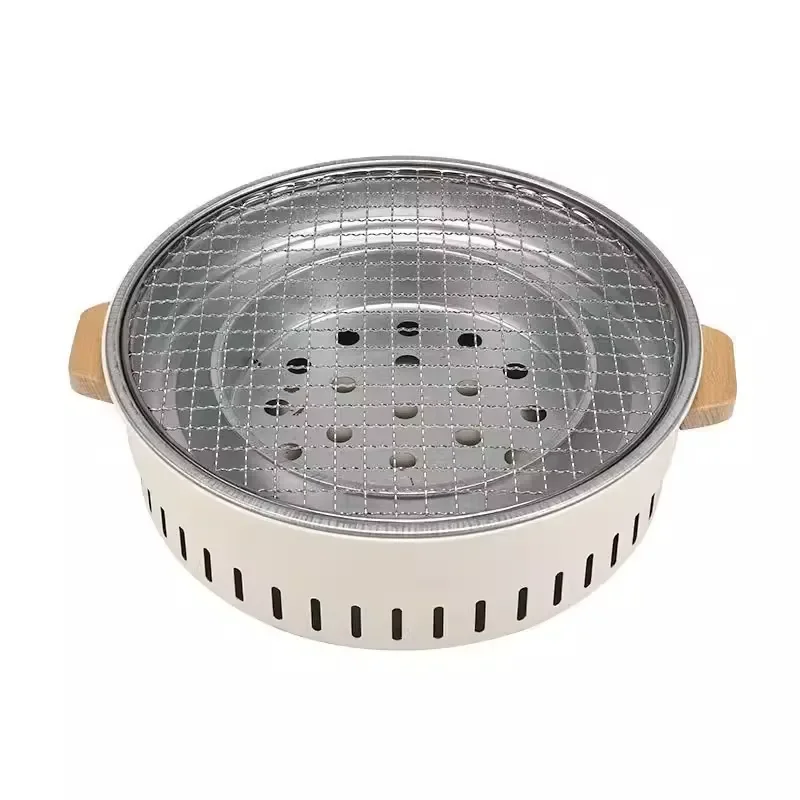Modern Portable Metal Outdoor Charcoal BBQ and Stove Set with Auto Ignition-round Fire Pit for Winter Camping and Home