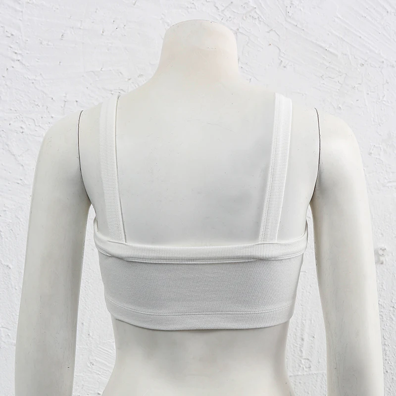 Gestrickte Baumwolle Frauen Rohr Top Stretchy Rippen Ärmellose Streetwear Schlank Weiß Crop Tops Sexy Sommer Tops Cami Femme – Detail 8