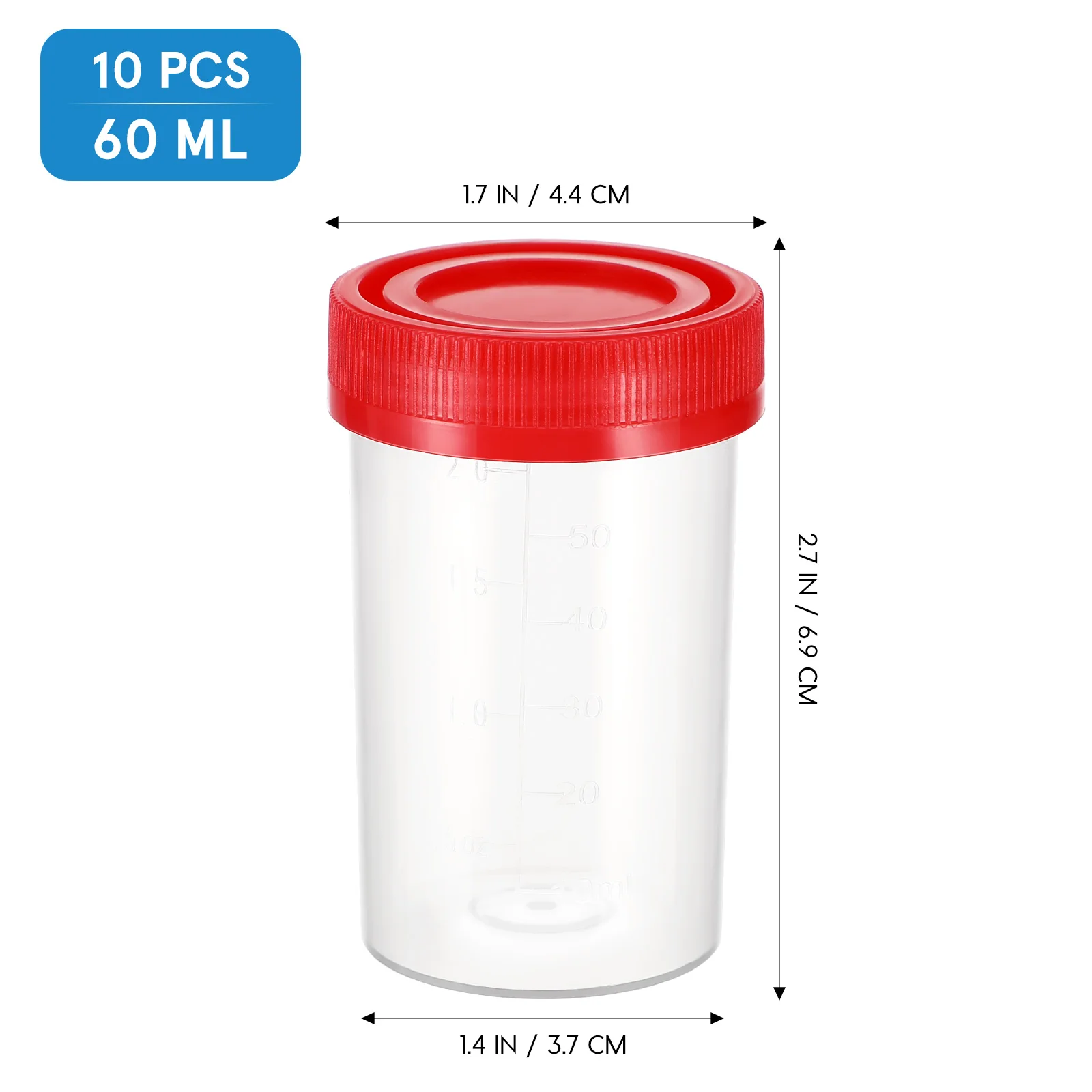 10 Pcs Sampling Cup Disposable  Containers Sample Bottles Lids Medical Urine Liquid Sample Specimen 60ml Laboratory Supplies