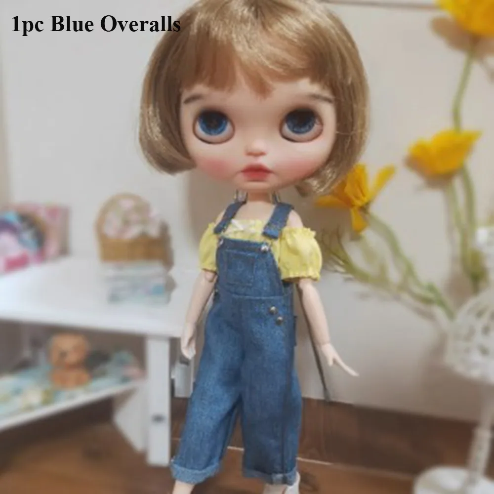 

Fashion Doll Overalls Workwear Mini DIY Accessories Princess T-shirt Clothes Cute Denim Pants Shirt for azone ob24 Dolls