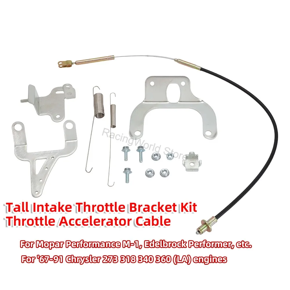Cable del acelerador + kit de soporte alto para acelerador de admisión para Mopar Performance M-1, Edelbrock Performer, etc.