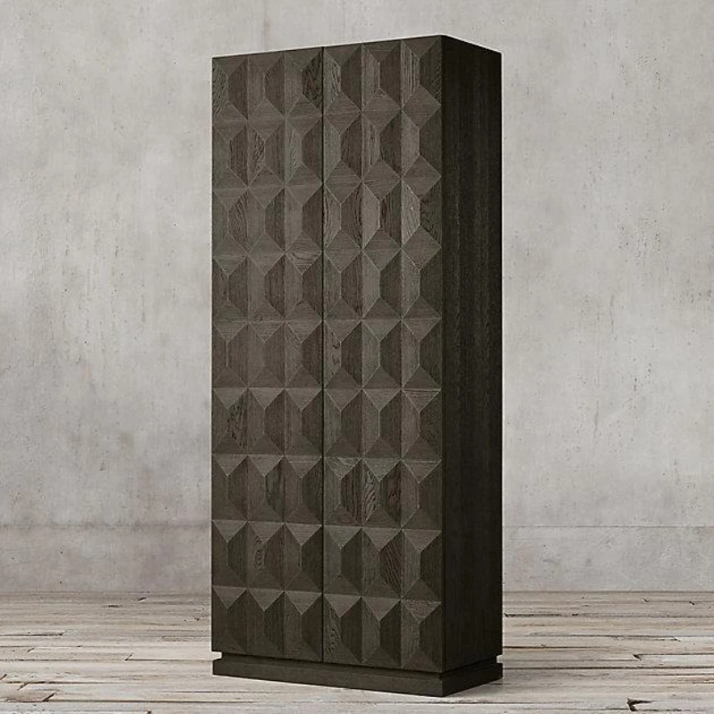 

American rural solid wood wardrobe retro old Nordic design simple all solid wood retro furniture Nordic simple cabinet