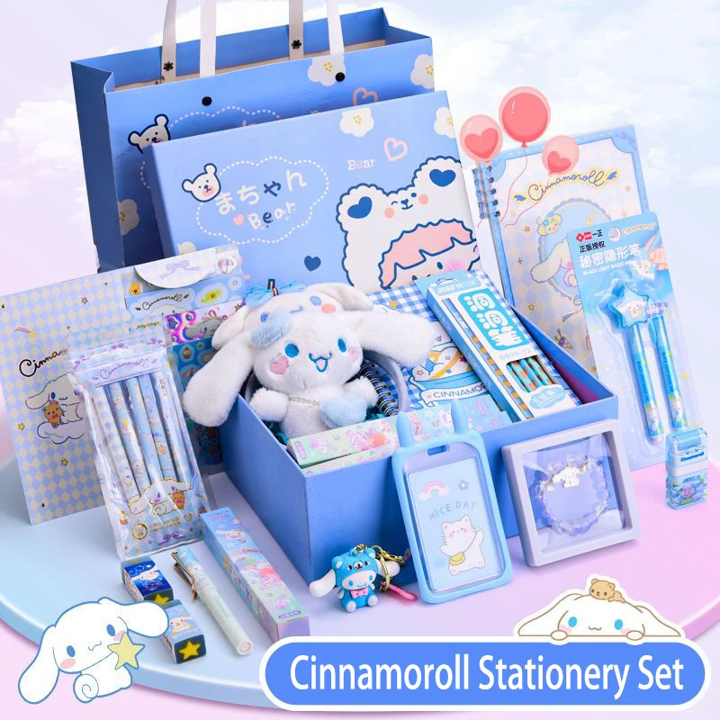 Sanrio Cinnamoroll Stationary Set Kawaii Start of School Learn Supplies Practical Student Girl Good Looking Birthday Gift