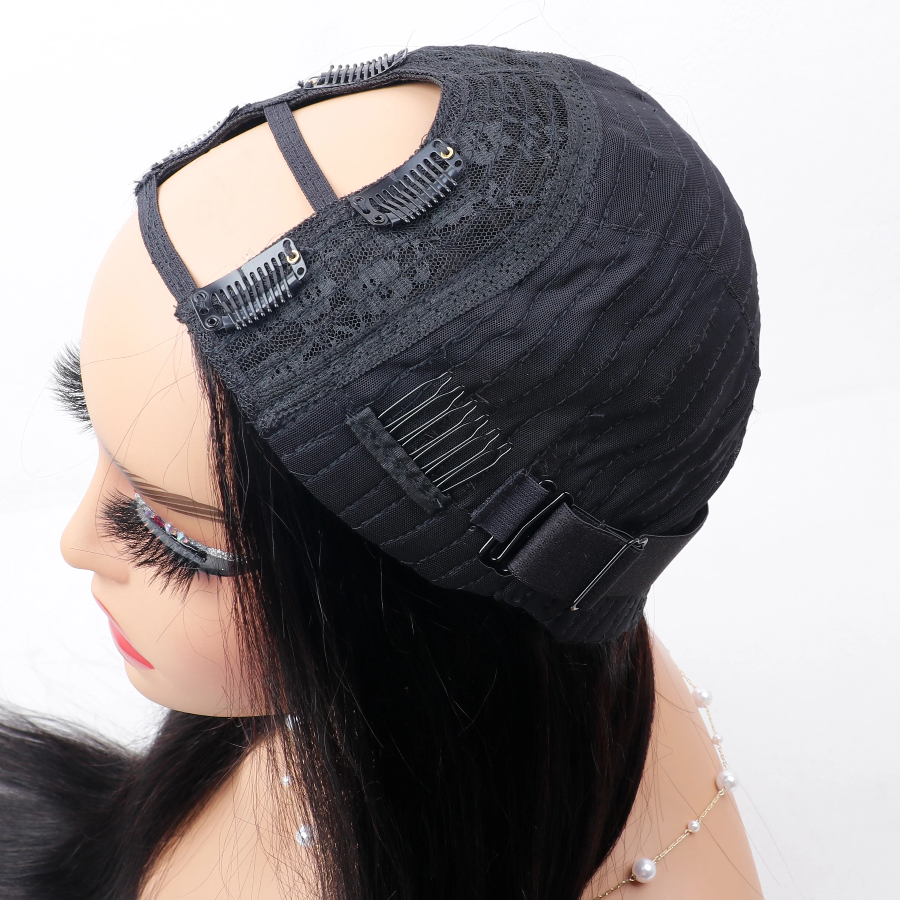 16-32 بوصة آلة صنع U جزء الباروكات 220 الكثافة البرازيلي شعر طبيعي مفرود للنساء U شكل الباروكات مستقيم خصلات الشعر المستعار الطبيعي #4