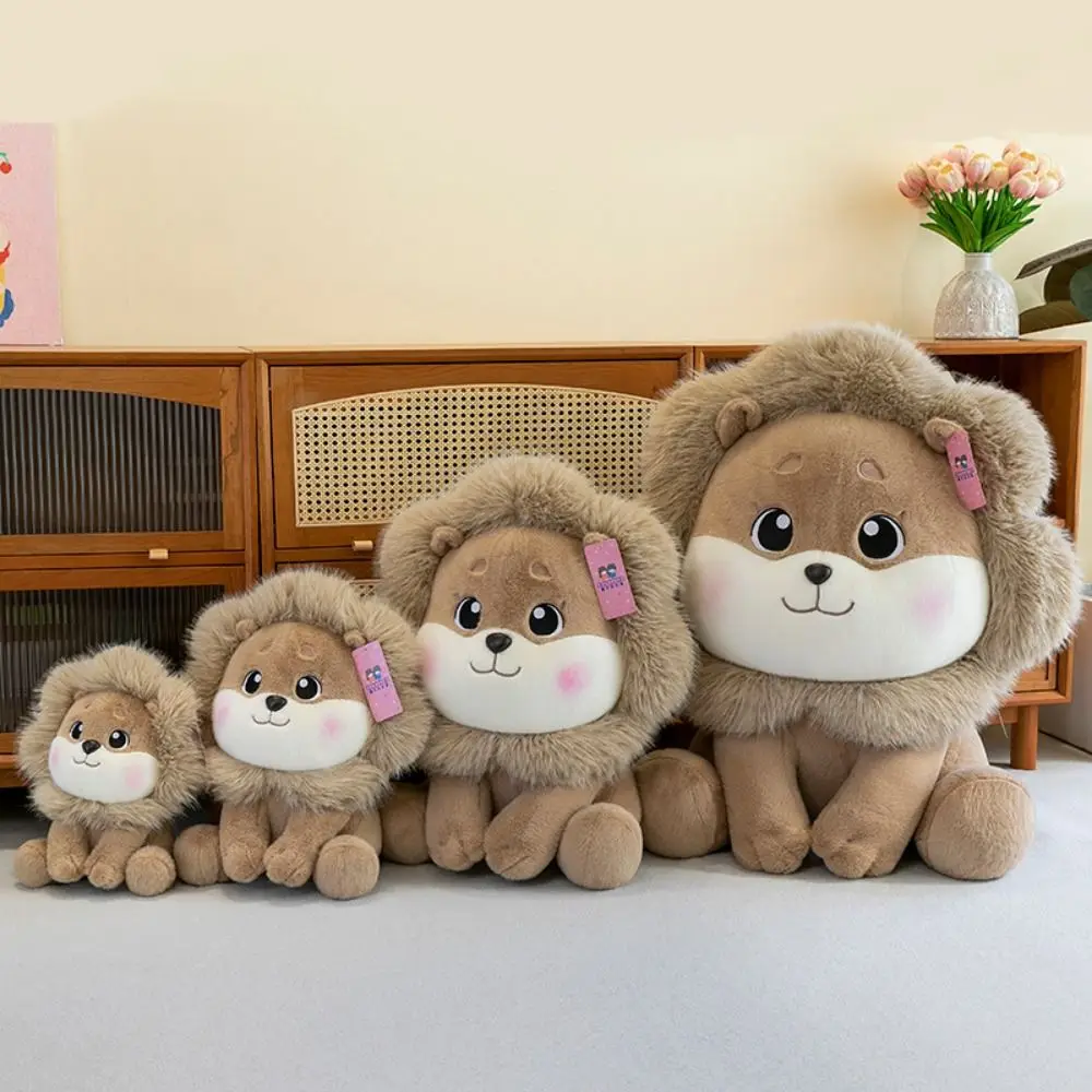 Kawaii PP Cotton Lion Toys Soft Fluffy Stuffed Lifelike Lion Doll Comfortable Ins Forest Animals Stuffed Doll Home Decor