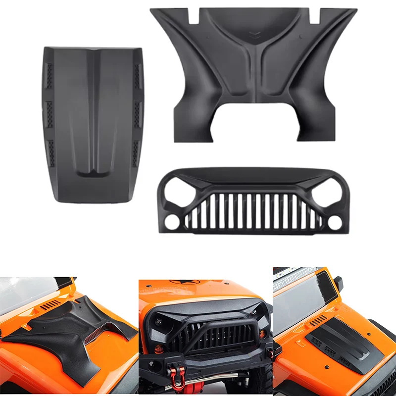 1:10 Jeep Wrangler Rubicon RC Body Shell for Axial SCX10/D90/90046/90047 - Angry Face Style, MS Hood Grille, 313mm Wheelbase