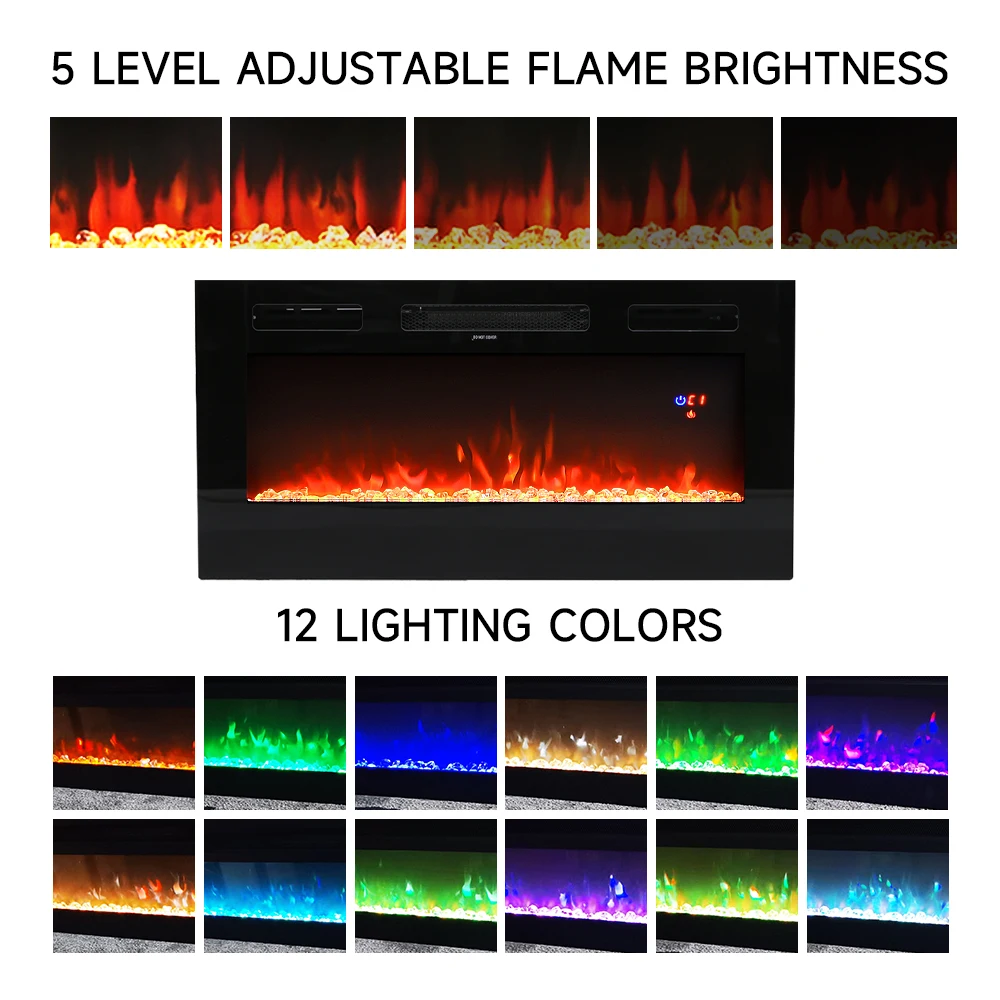 【Breeins】Recessed Electric Fireplace TV Stand with Closed Storage Home Decoration With Remote Modern