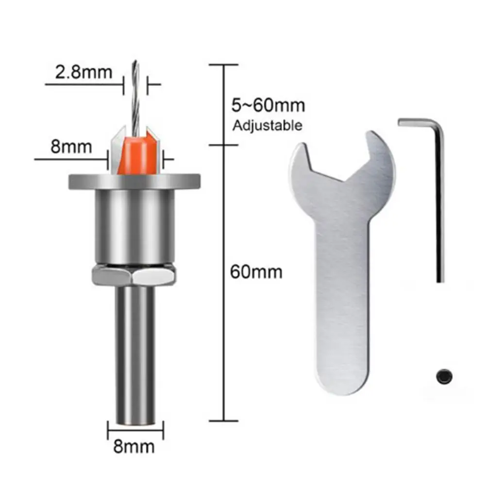 Counter Sink Drill Bit With Adjustment Wrench Woodworking Router Bit Milling Cutter Screw Extractor Dropship