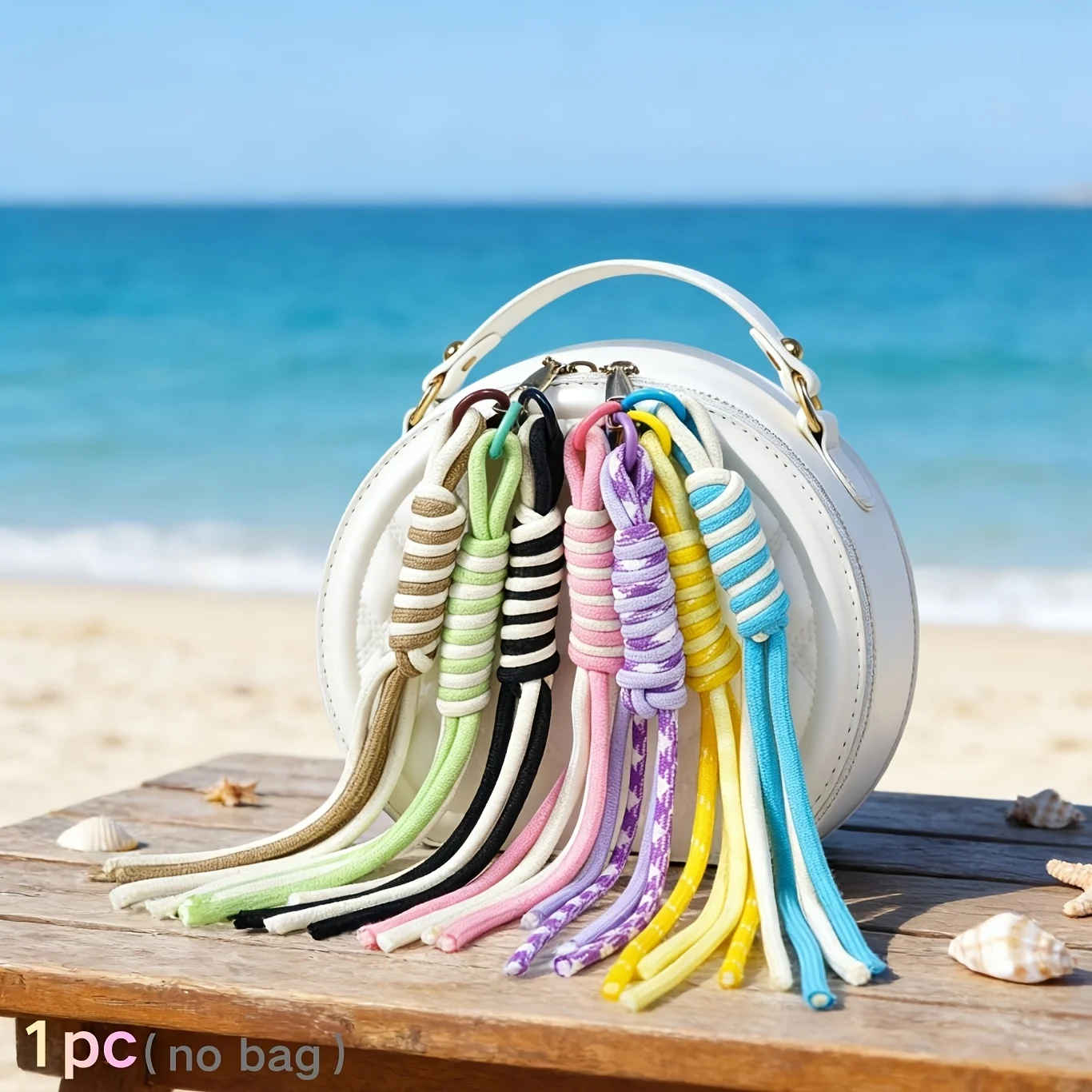 Miu-Inspired Dual-Color Nylon Rope Bag Double-Braided Hanging Toy DIY Colorful Handmade Woven Rope Pendant Bag Decor