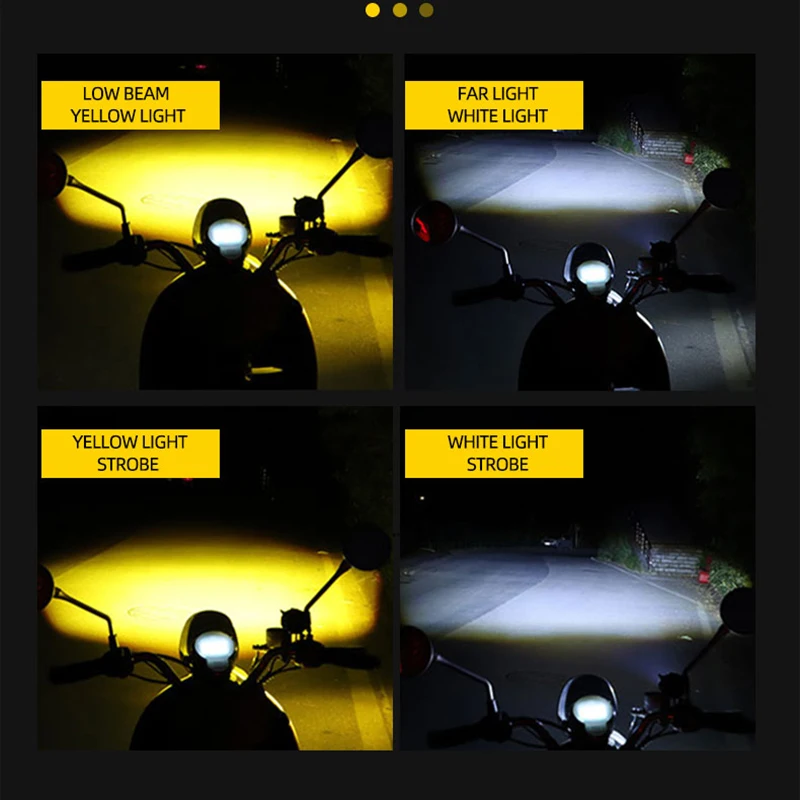 Owl Shape Motorcycle Spotlights Headlight Dual Color White Yellow Hi Lo Beam Projector Lens Led Fog Lamp 4 Modes Running Lights image 2