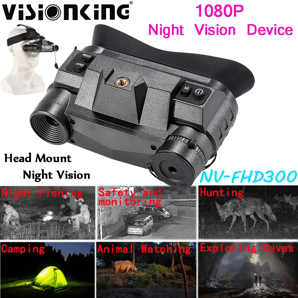 

Visionking 300 м 1080P HD охотничий 3,5x шлем, очки ночного видения, бинокль светодиодный 3W 940nm, инфракрасное устройство, окуляр с креплением на голову