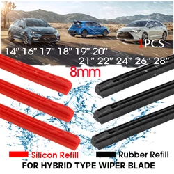 Car Vehicle Insert Silicon/Rubber Refill Strip Wiper Blade 8mm 14