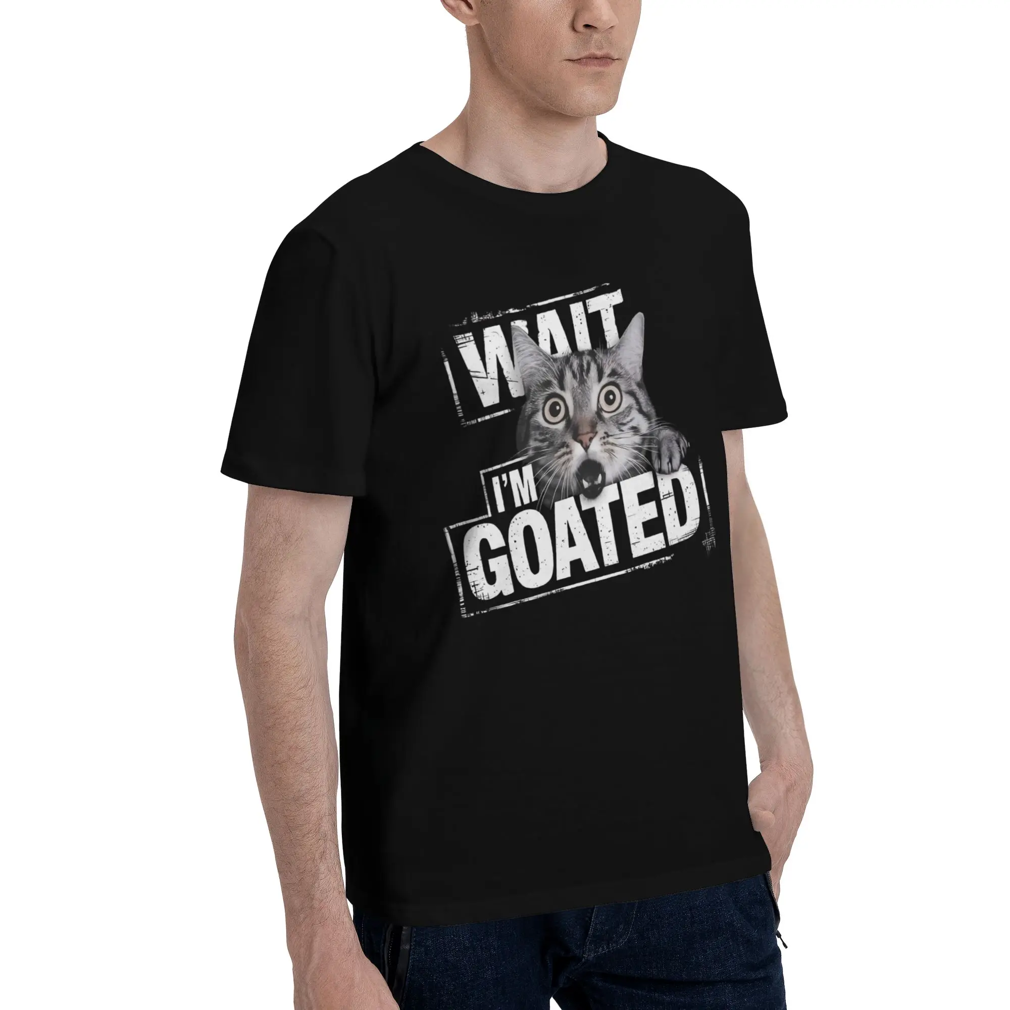 Wait I'M Goated Funny Meme Tee Shirt for Men Women Printed T Shirts  Cotton Clothing