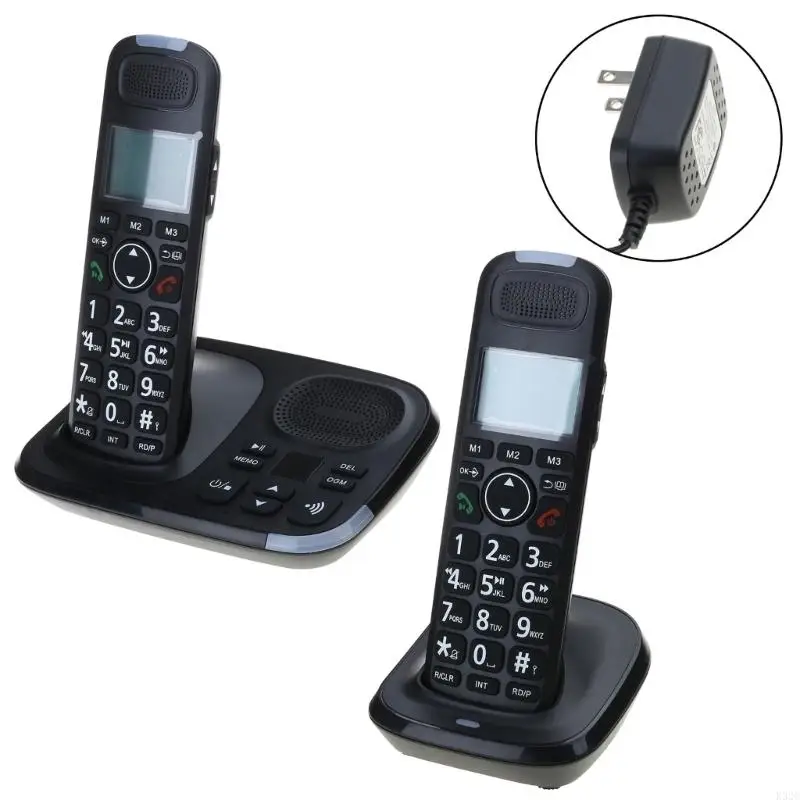 K32C D1015TAM-D Cordless Landline Phone Two Handles with Phone Storage and Easy to Operate Multiple Function Low Radiation