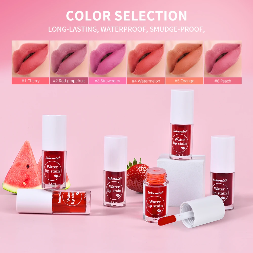 Water Lip Stain Moisturizing Lip Glaze Long Lasting Lip Ink Face Lip Dual Purpose กันน้ํา Liquid Lip เครื่องสําอาง 6 สี