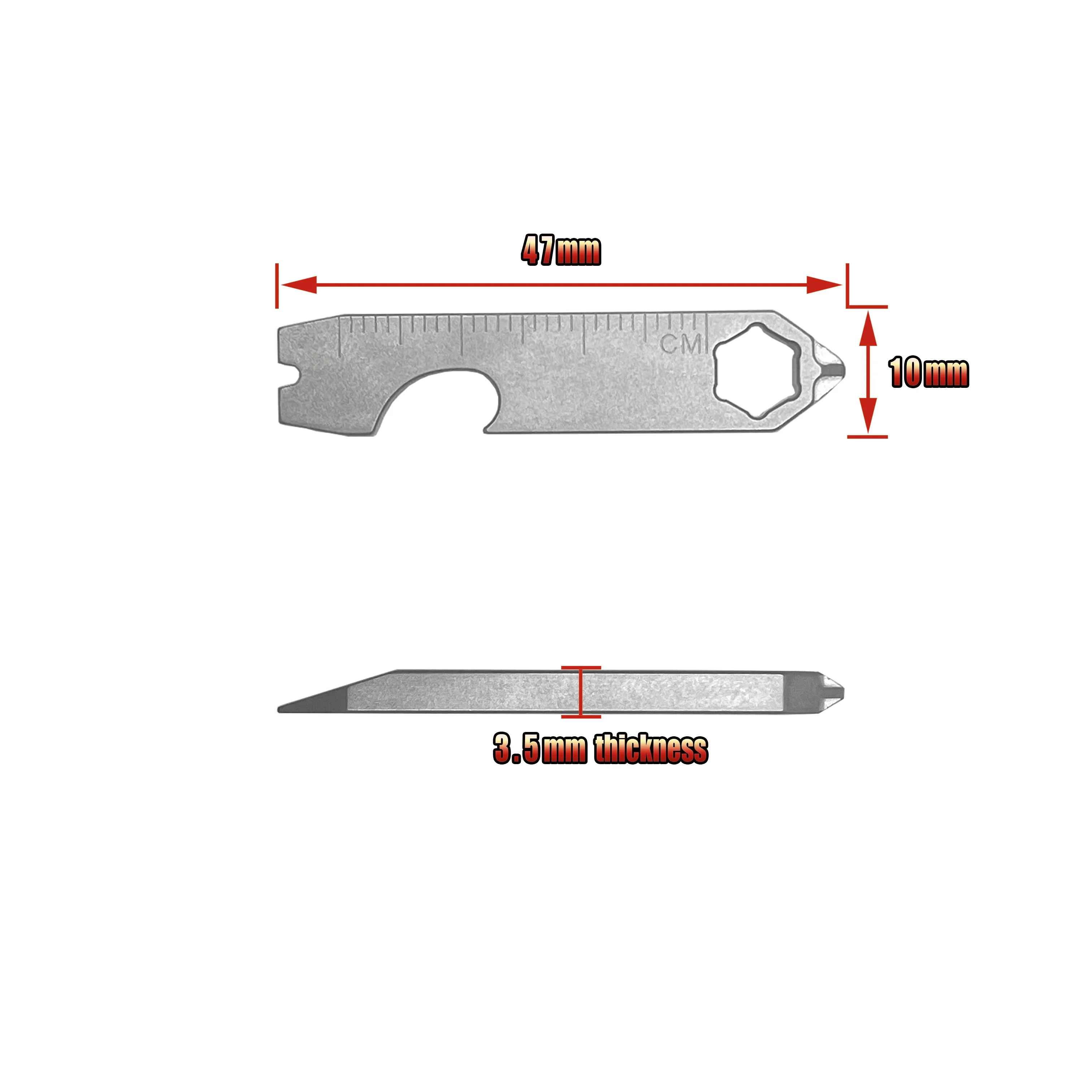 1PC EDC Mini TC4 Titanium alloy crowbar Bottle opener Graduated hex wrench outdoor gadgets multi-functional camping equipment