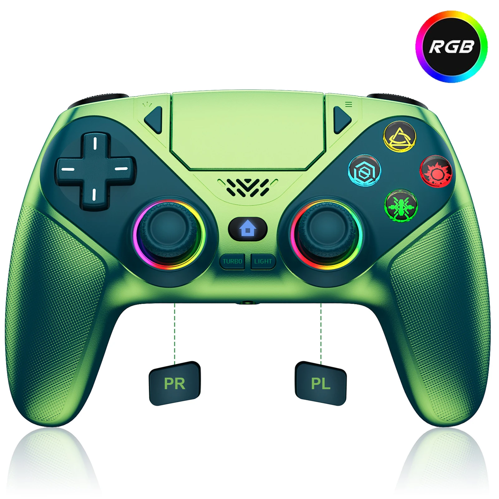 Kontroler do PlayStation 5/PS5 Pro/Slim/PC Bezprzewodowy Gamepad z Podświetleniem RGB, Funkcją Marco/Turbo, Bez Driftu, Joystick z Efektem Halla do Gier — zdjęcie produktu 7