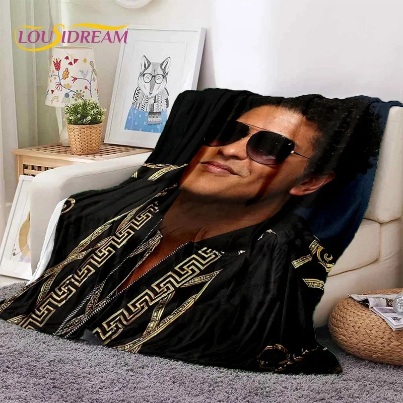 Bruno Mars 3D Singer Star coperta di flanella morbida per letti divano camera da letto Picnic, coperta per copertura all\'aperto regalo per il tempo