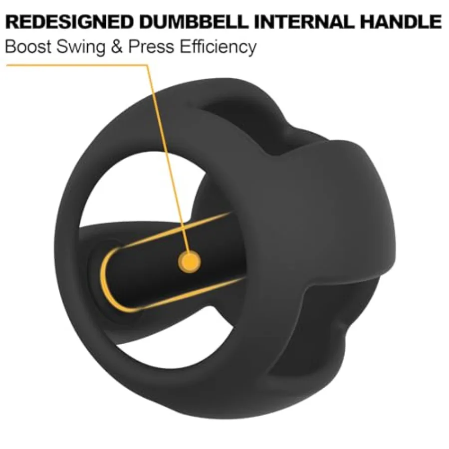 Spherebell Dumbbells + Kettlebell for Home Gym Use Cast Iron with Rubber Coating Black Ergonomic Design Reduces Joint Stress