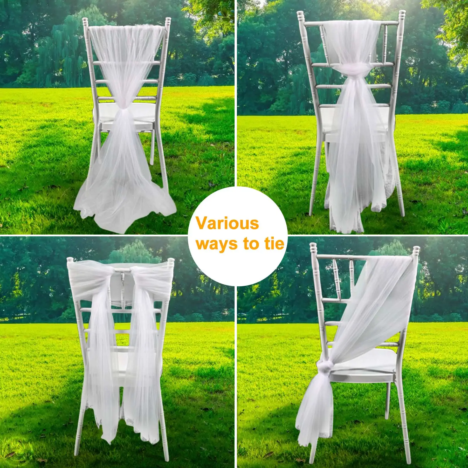 Tulle Chair Back Gauze 2m Mesh Banquet Event Organza Sashes Party Decoration Outdoor Wedding Supply