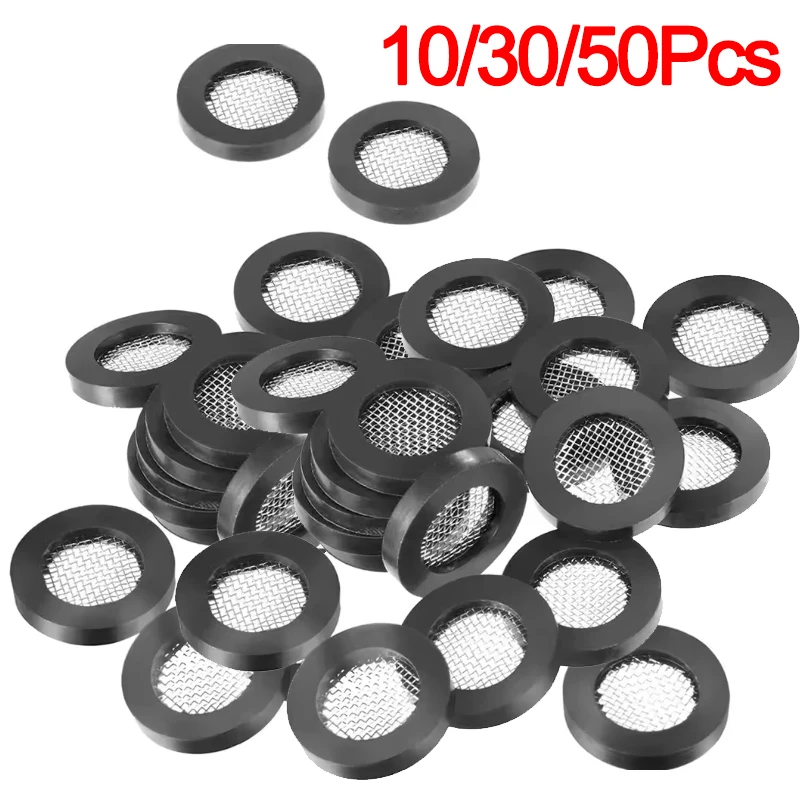 

50pcs Tap Head O-shaped Stainless Steel Filter Gasket Seal Black Hose Flat Rubber Washer For Shower Head Faucet 1/2in 3/4in
