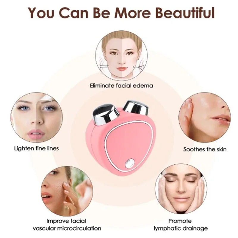 휴대용 전기 페이스 리프트 롤러 마사지기 EMS 미세 전류 음파 진동 페이셜 리프팅 스킨 타이트닝 마사지 미용 기기