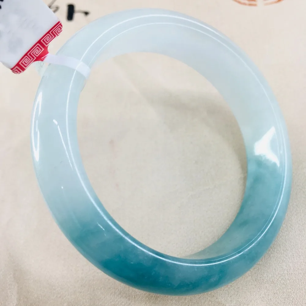 Natural High Quality Ice Bottom Blue Water Double Color Female Jade Bracelet Bangles Jewelry Accessories