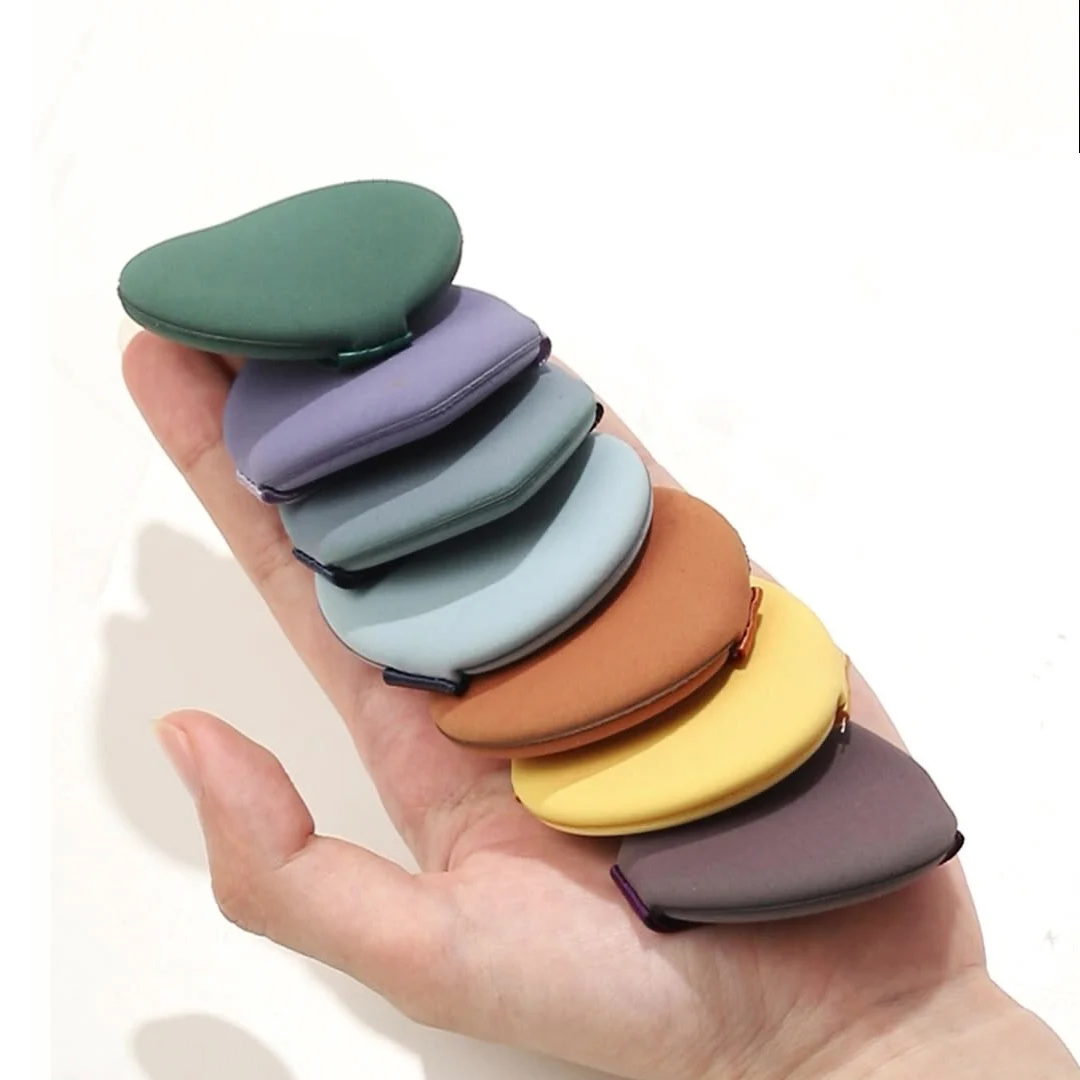 7Pcs in 1 Powder Puff Face Triangle Soft Setting Sponge,Diversified Colorful Teardrop Round Design Double-sided Use Powder