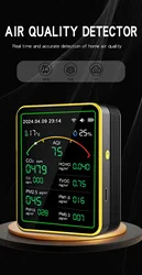 air quality monitors co2 sensorTuya WiFi 15-in-1 APP Control Portable AQI PM0.3 PM1.0 PM2.5 PM10 Tester TemperatureCO CO2 TVOC