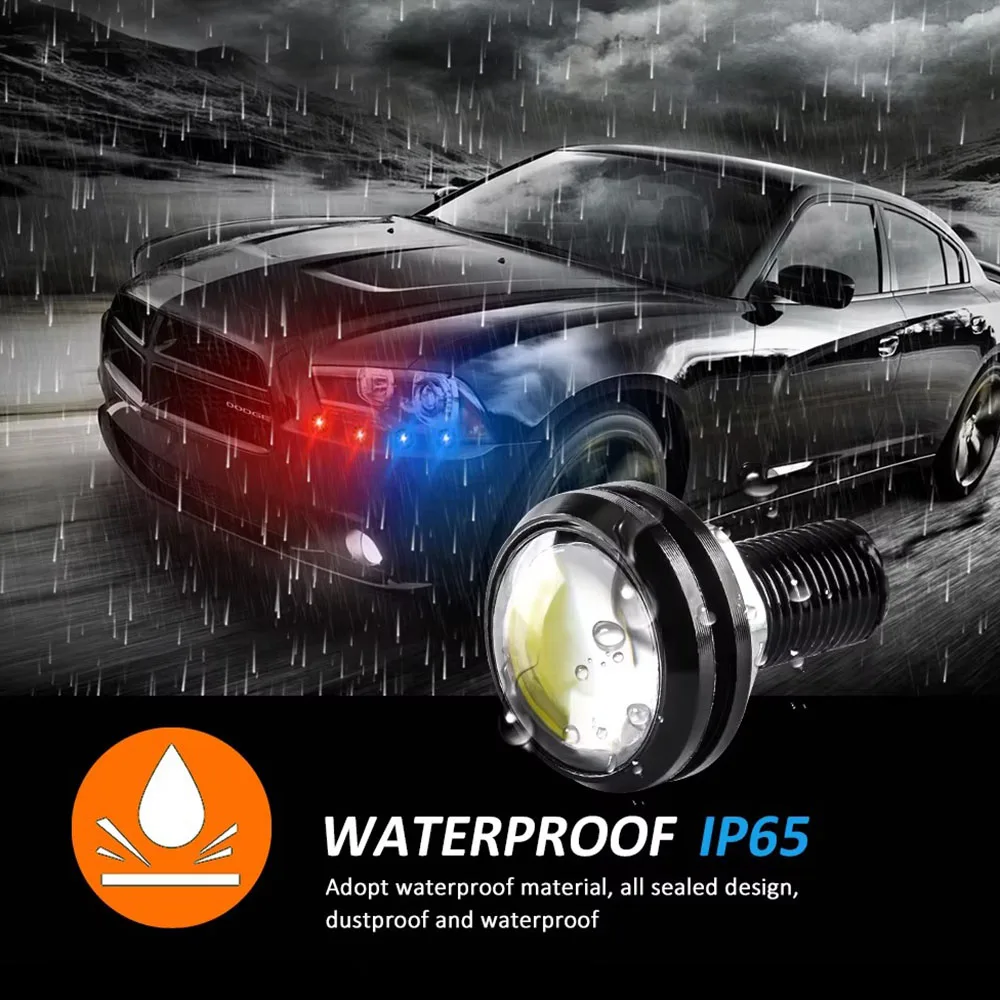 NSXINQI 18 مللي متر 23 مللي متر سيارة دراجة نارية LED عين النسر مصابيح القيادة DRL النهار تشغيل أضواء عكس وقف مصباح إشارة