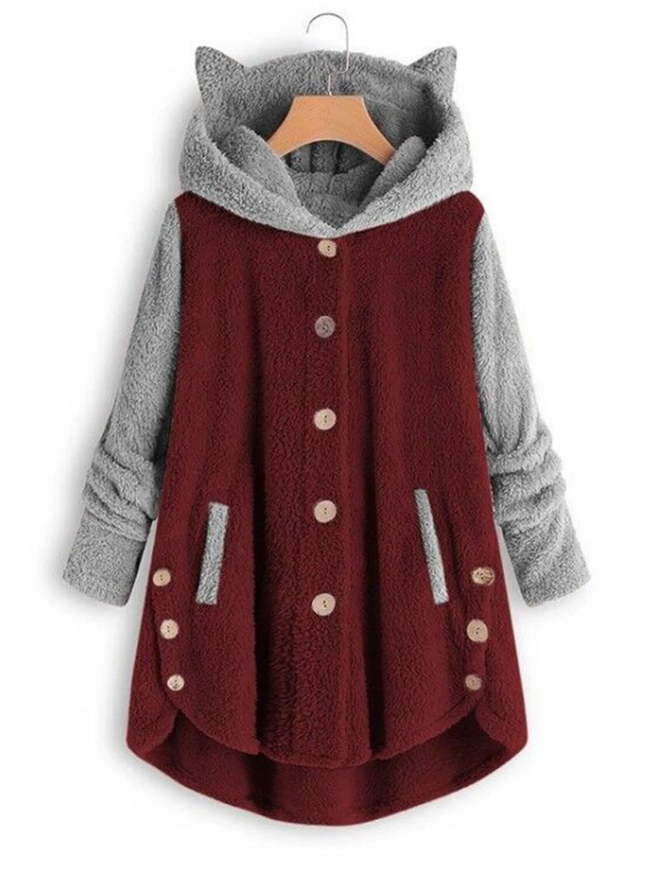 

Women's Winter Fashion Hooded Coat Comfortable Patchwork Long Sleeve Youthful Cute Street Daily Outerwear