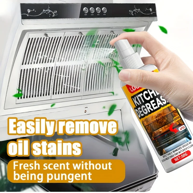 50ML Powerful Kitchen Grease Cleaner Spray, Industrial Grade Oil Stain Remover,Fast Formula for Range Hood,Stove,Oven,Countertop