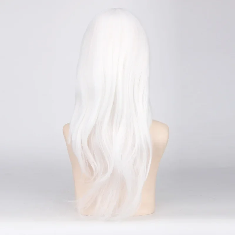 55CM Cosplay Wig Ice Shooter Ashe Queen Bow and Arrow White Lady Long Straight Hair  Fiber Wig