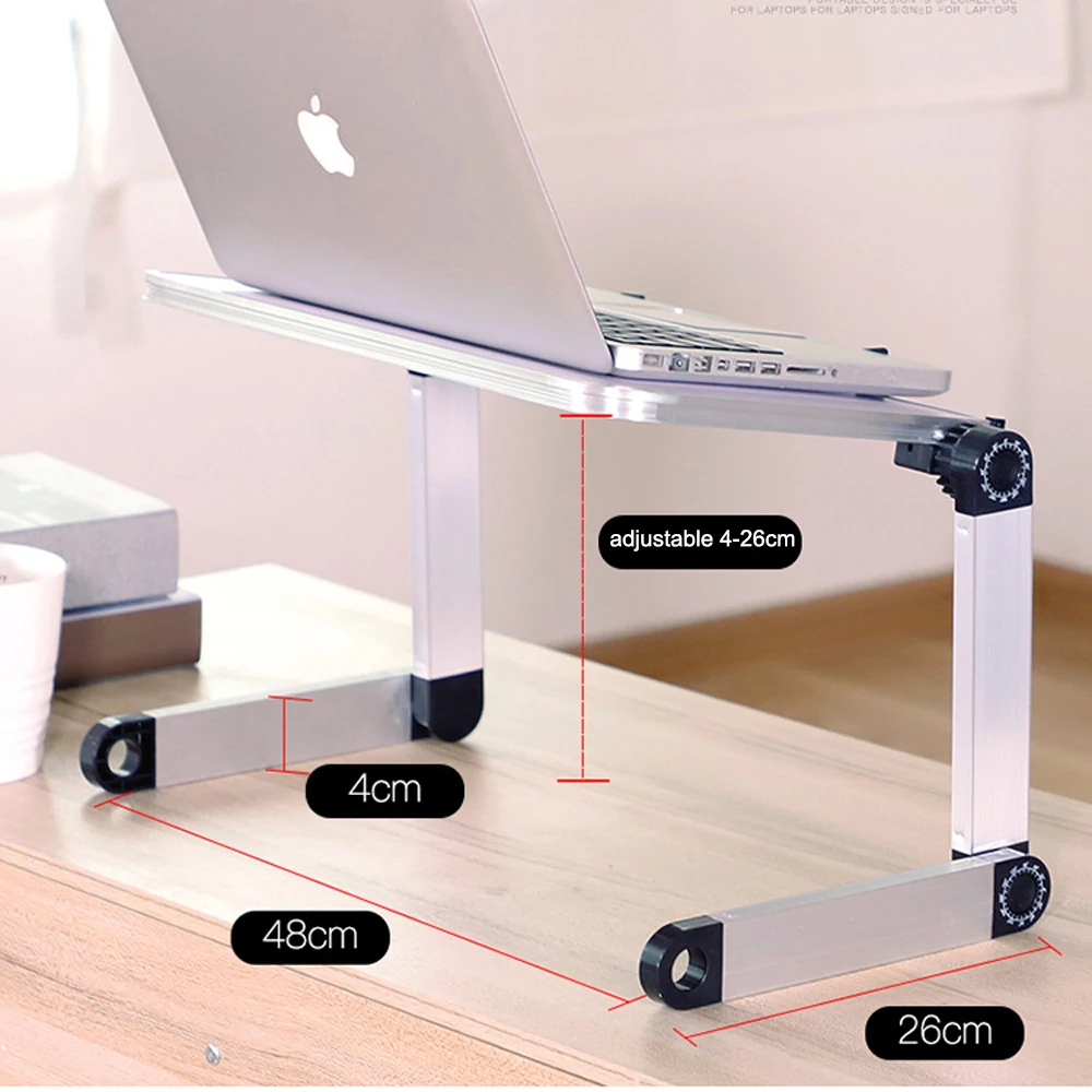 Laptop Desk Adjustable Portable Aluminum Computer Desk Ergonomic Lapdesk for TV Bed Sofa Table Desks Stand with Mouse Pad