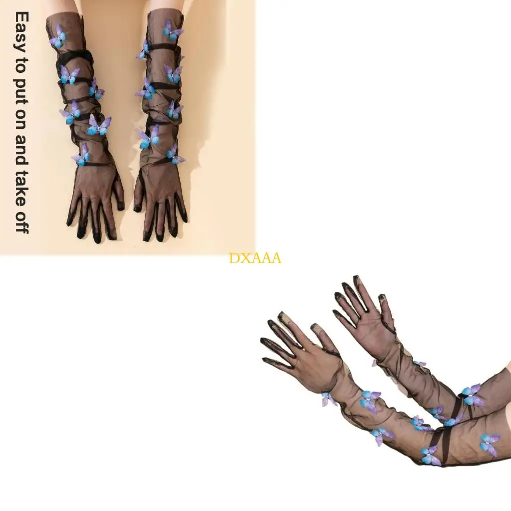 DXAA Dancing Party Gloves Seethrough Sheer Gloves Festival Arm Gloves for Formal Event Evening Banquet Gloves Arm Sleeves