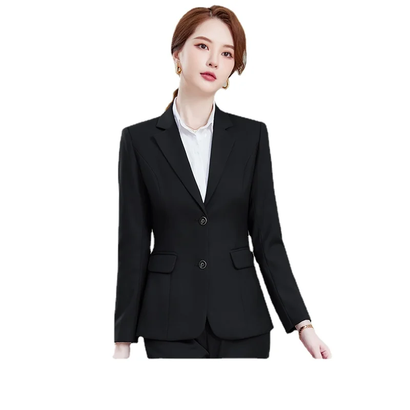 Suit Jacket Navy Blue Interview Slim Fit Business Suit Women's Autumn and Winter High-Grade Temperament Single-Breasted Small