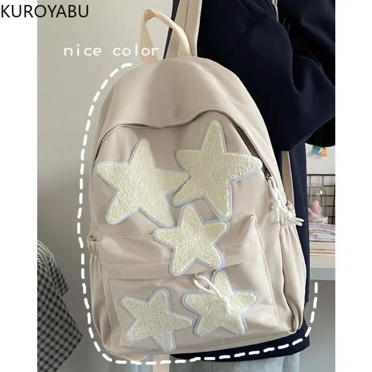 Y2k Women Backpack Large Capacity Nylon Casual Star Kawaii Back Pack Student Backpacks Travel School Bags for Girls Bookbags