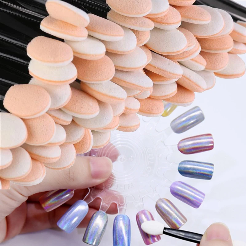 10/30/50/100Pc Disposable Nail Powder Brush Makeup Double Sided Sponge Sticks Applicator Mirror Pigment Coloring Sponge Stick&*&