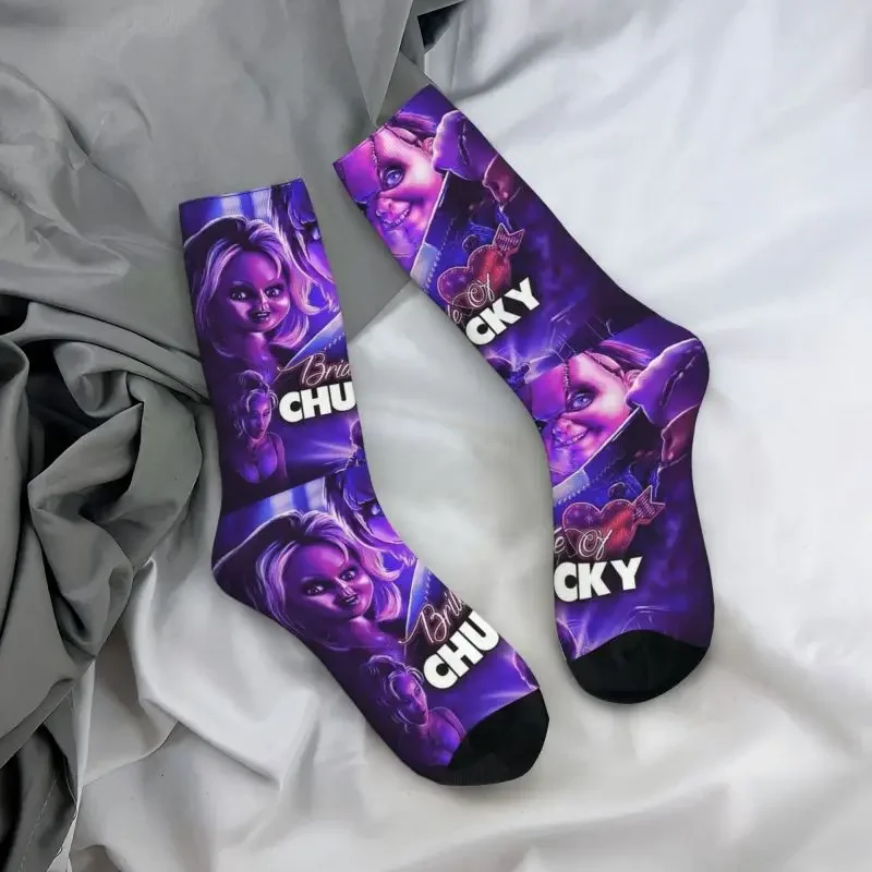 Kawaii Bride Of Chucky Socks Women Men Warm 3D Print Horror Movie Football Sports Socks