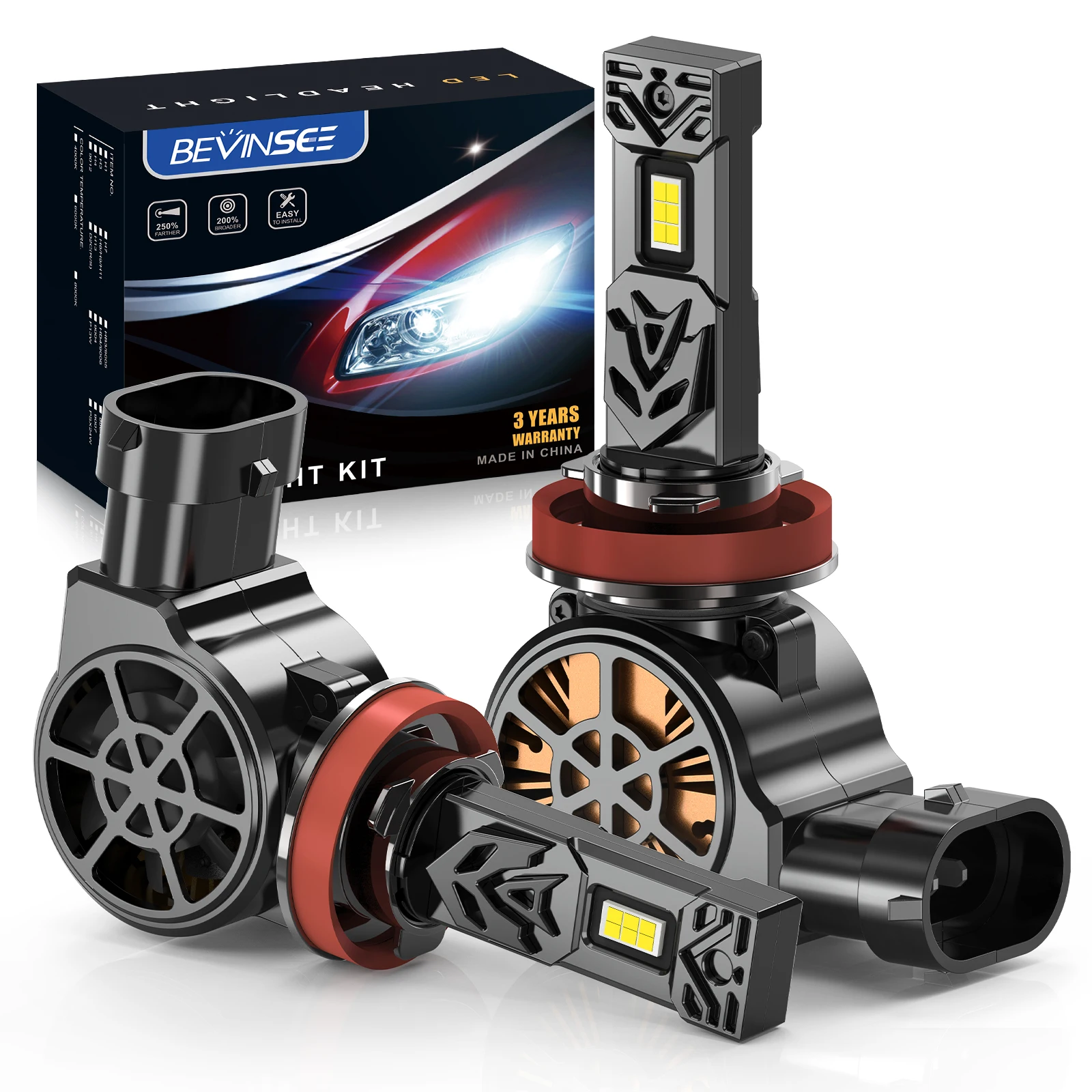 BEVINSEE H11 H8 H9 LED Fog Lamp H7 LED Headlight Bulbs CANBUS No Error High Power 100W 20000LM Super Bright 6000K 12V