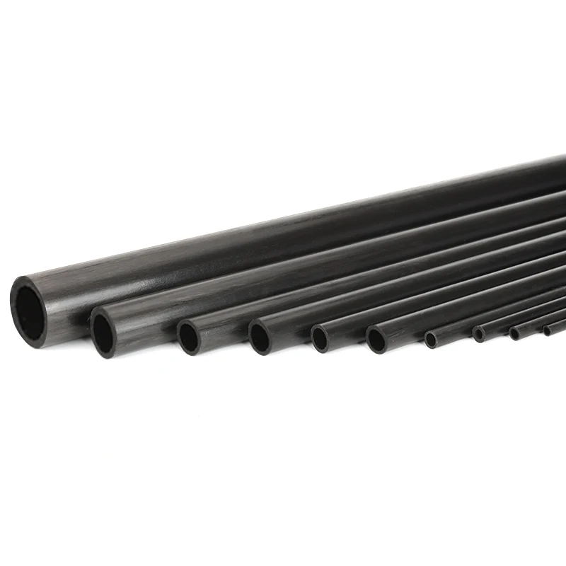 Tubo de fibra de carbono para quadcopter, multicopter, marítimo e aeroespacial, tubo preto oco, 2-10mm, lente de haste de carbono 500mm, com 10 peças