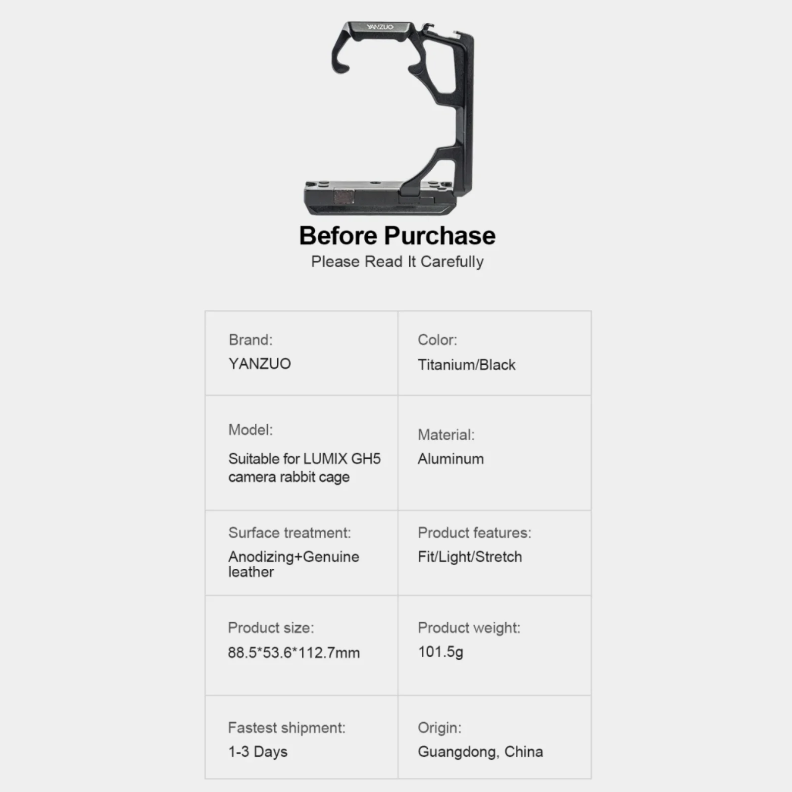 YANZUO Camera Expansion Metal Protective Frame for LUMIX GH5 Camera Rabbit Cage Gh5 Stabilizer for Horizontal Vertical Shooting