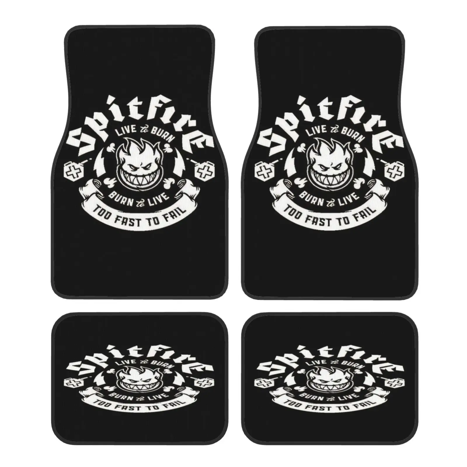 

--4 шт. -- Автомобильные коврики в стиле аниме с рисунком маленького пожарного — хрустальные бархатные автомобильные коврики — подходят для любого автомобиля